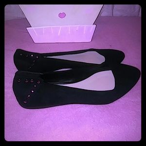 Black and Pink Studded Flats