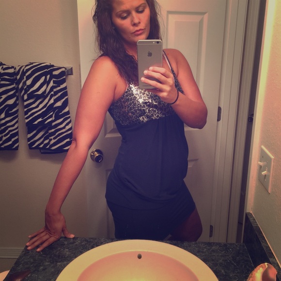 Navy blue dress sparkle top