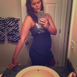 Navy blue dress sparkle top