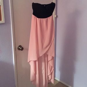 Black and pink high low dress