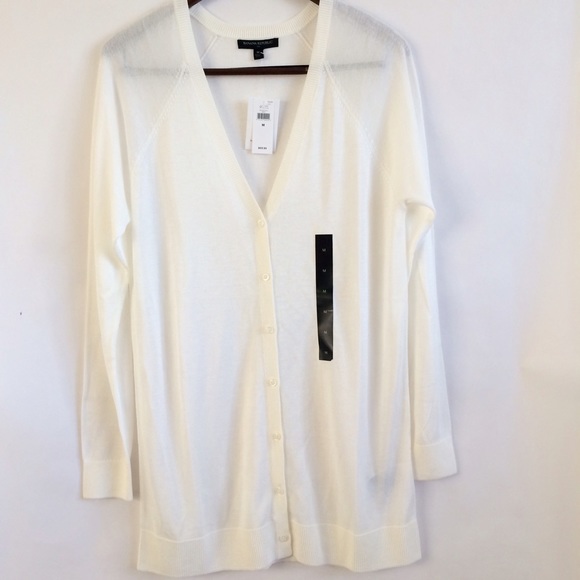 💋SOLD💋BR Long Cardigan Ivory Sweater - Picture 2 of 3