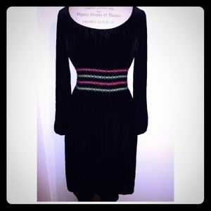 Vintage Betsey Johnson Punk 90s Black Velvet Dress