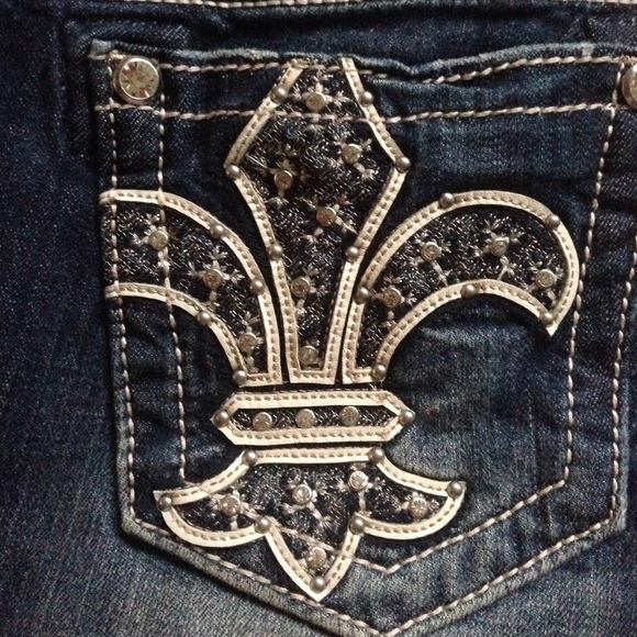 Miss me bling fluer de lis bootcut denim