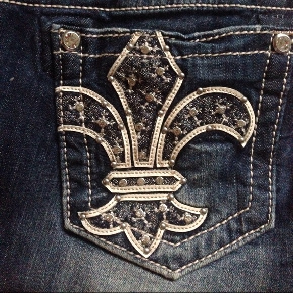 Miss me bootcut leather and rhinestone fluerdelis