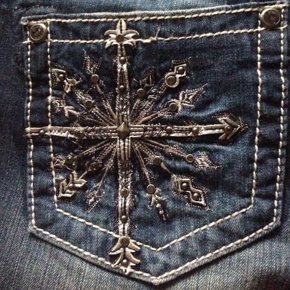 Bootcut miss me snowflake studded pocket