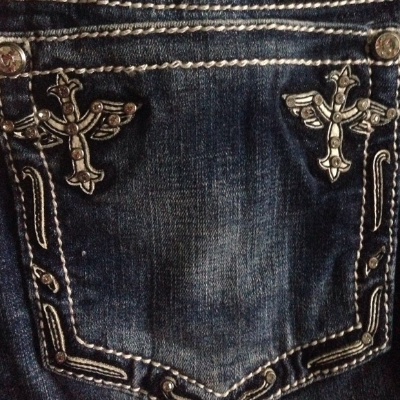 Miss me bootcut faded double cross with leather
