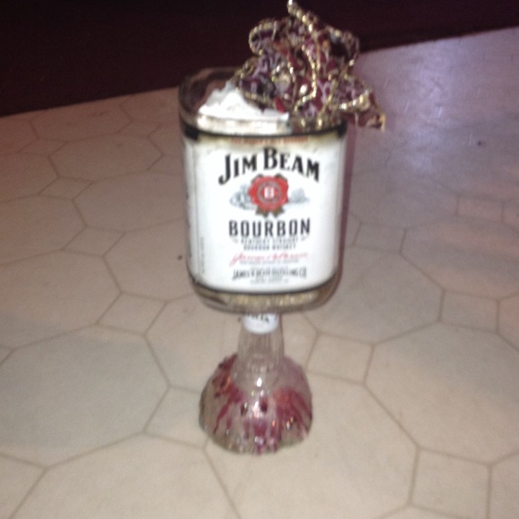 Handmade potpourri holder made from liquor bottles