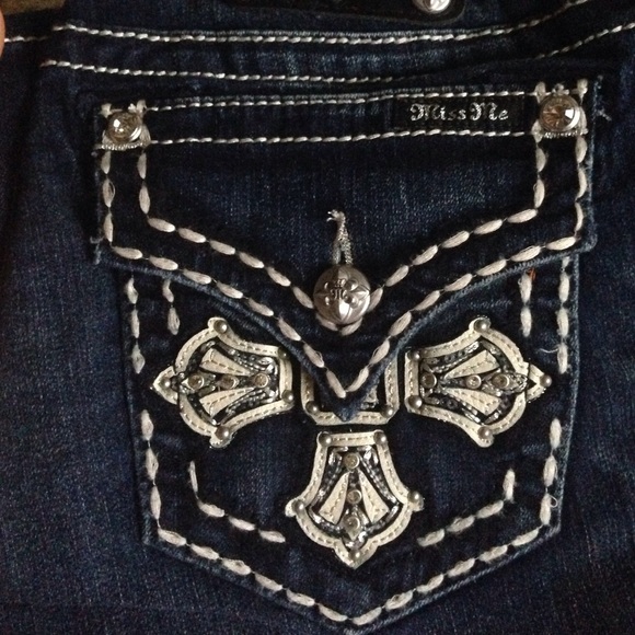 Miss me bootcut double cross with leather and stud