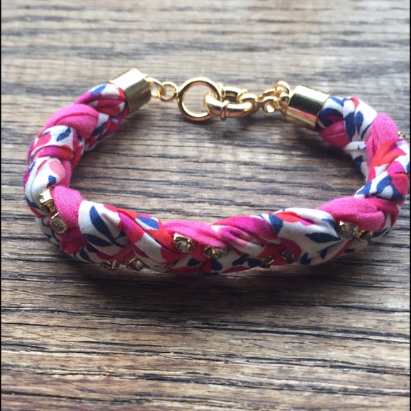 J. Crew fabric bracelet with gold clasp