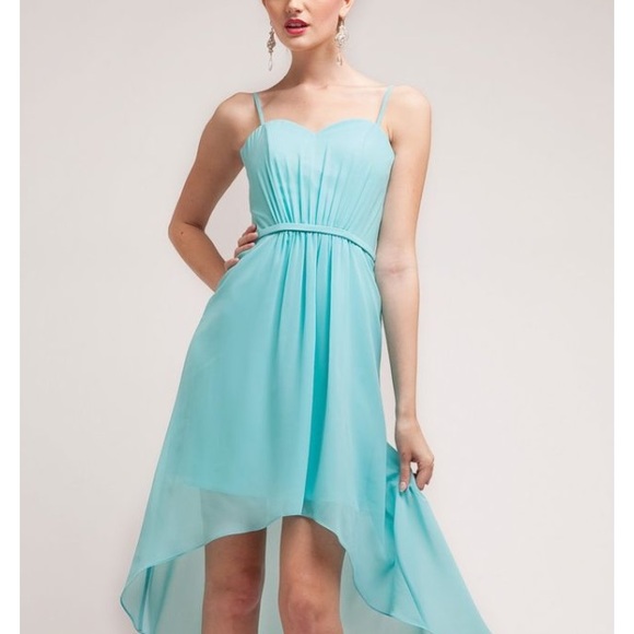 Beautiful Aqua chiffon hi low dress - Picture 1 of 1