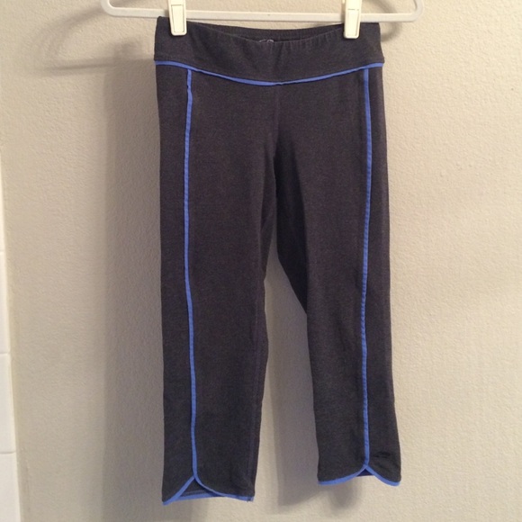 Gray and blue yoga tights