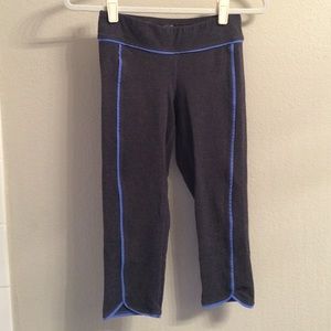 Gray and blue yoga tights