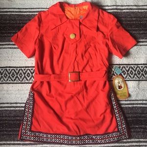 NWT 70's Vintage Red Tribal Tunic with Belt