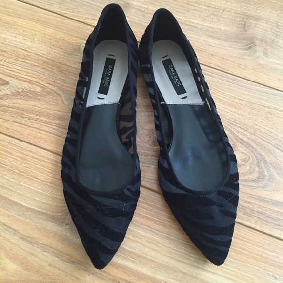Zara black on black detail flats.