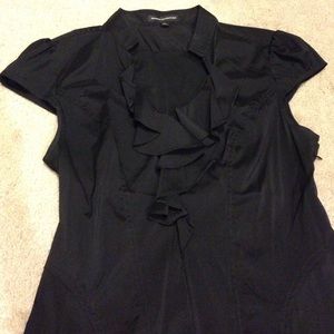 Express black ruffle front blouse