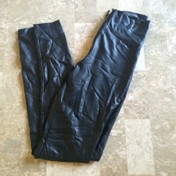 faux leather high waisted leggings