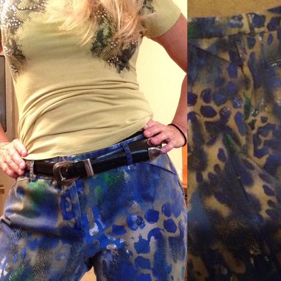 Blue theme paint blotch pants