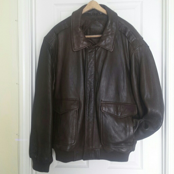 Reduced Leather XL men's tobacco brown bomber