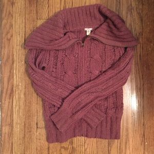 Lux Zip Up Cowl Neck Sweater