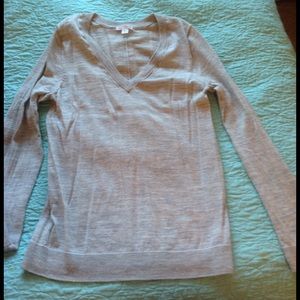 Gray v-neck wool sweater