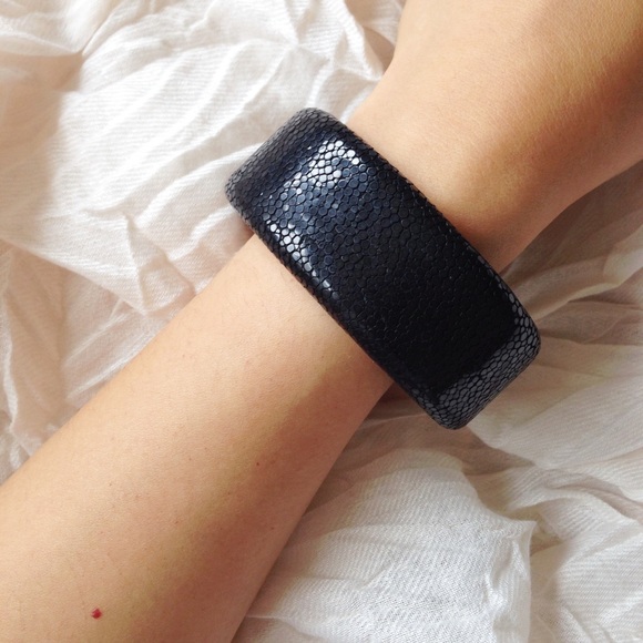 Black stingray cuff bracelet