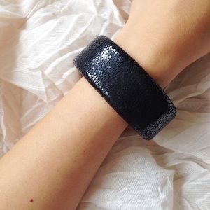 Black stingray cuff bracelet