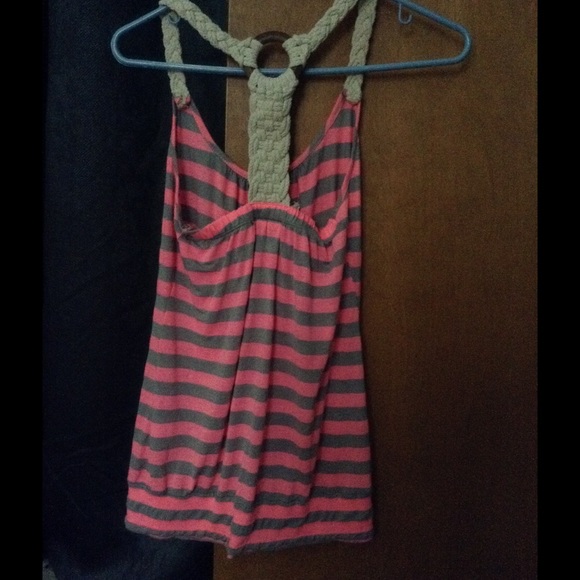Pink and gray striped tank top - Picture 2 of 2
