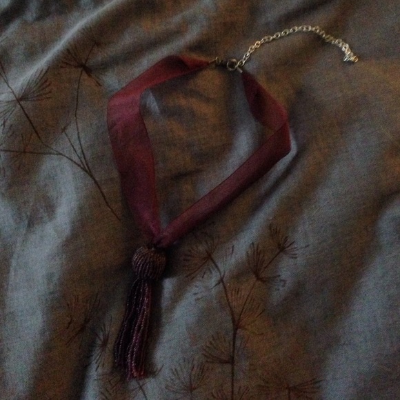 Purple Beaded Tassel Necklace