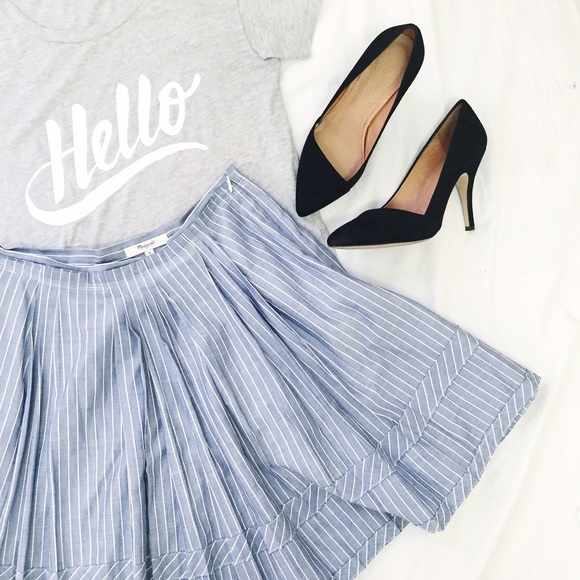 Madewell Pleated Shirtstripe Skirt
