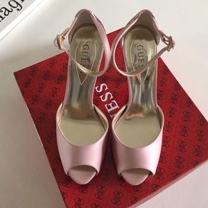GUESS Baby Pink Heels with Pink Glitter