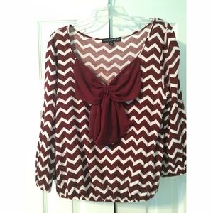 Burgundy Chevron top with bow