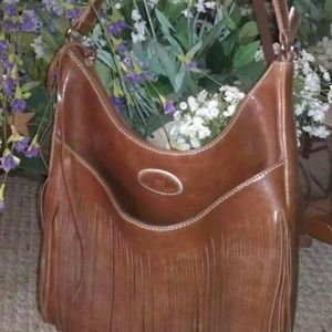 Tommy Hilfiger Brown Fringe Shoulder Bag