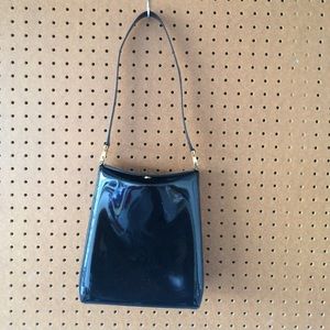 Salvatore Ferragamo black patent handbag