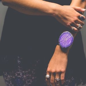 Agate Metal Wrapped Bracelet