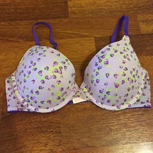VS PINK purple flowers push up bra 34D