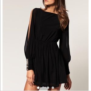 ASOS slit sleeve black embellished dress