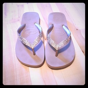 Real Swaroski Crystal flip flops