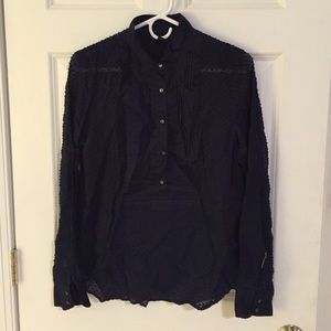 Navy tuxedo long sleeve top