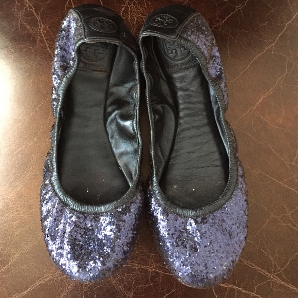 navy glitter ballet flats