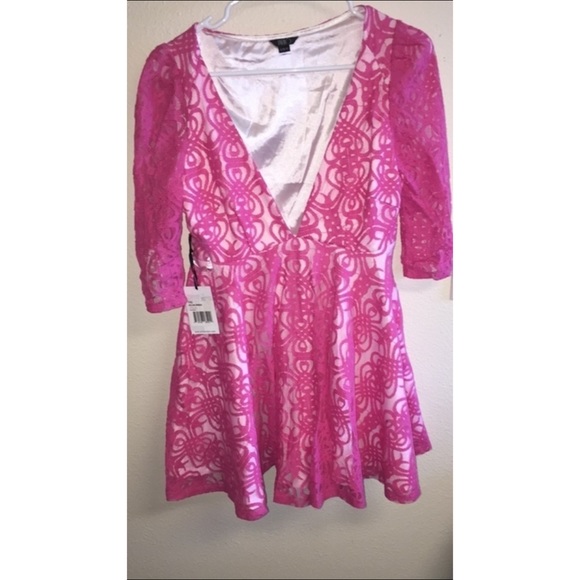 Hot pink lace dress