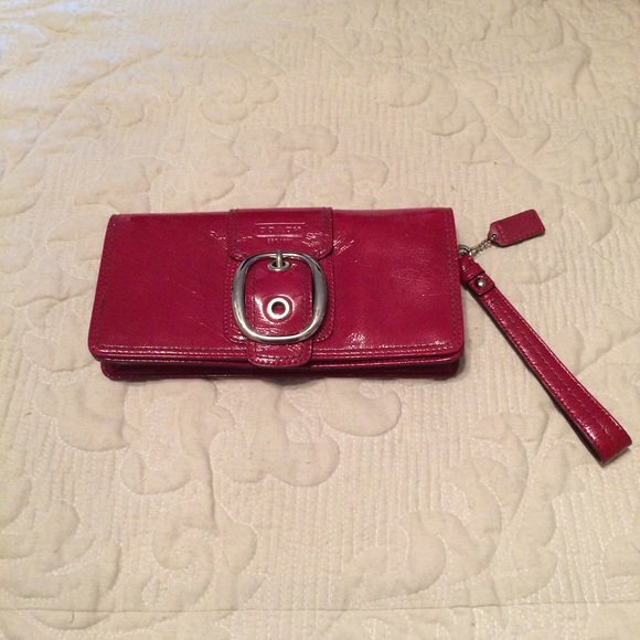 Red patent authentic Coach wallet/clutch