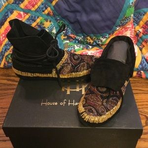 House of Harlow beaded moccasins