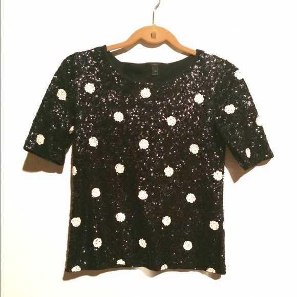 Jcrew Polka-Dot Sequin Top