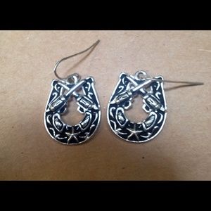 Ladies horseshoe and pistol earrings