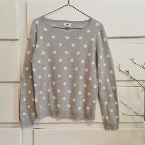 Old Navy Grey Cotton Polka Dot Sweater