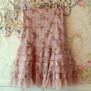 Pink floral lace skirt