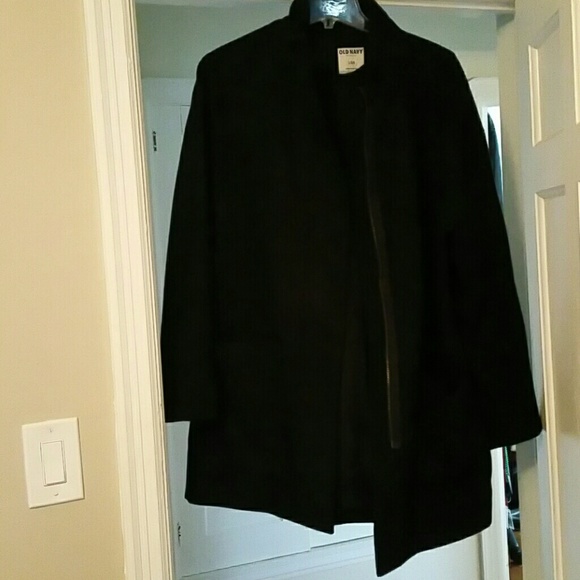 OLD NAVY banded collar black coat - Picture 2 of 4