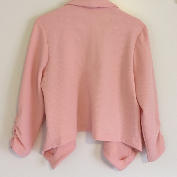 3/4 Sleeved Salmon/Pink Open Front Blazer - Picture 2 of 3