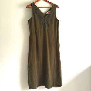 Linen dress with bead detail