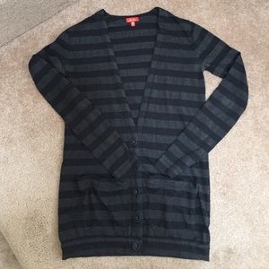 Black/silver striped cotton cardigan